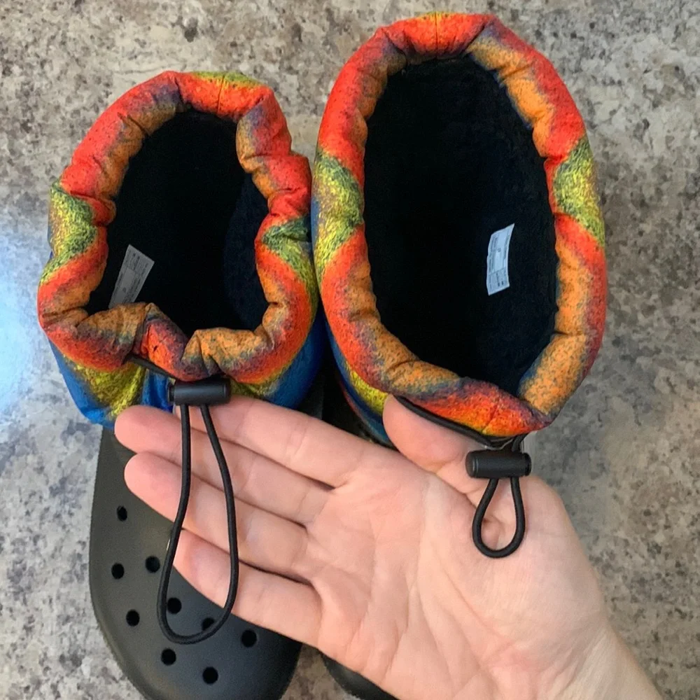 Black Fur-Lined Croc Boots